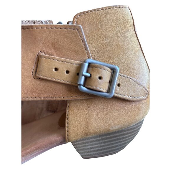 Miz Mooz Leather Cut Out Ankle Sandals Zip Wheat Tan Size‎ 39 8.5-9 Boho Current - Picture 5 of 12